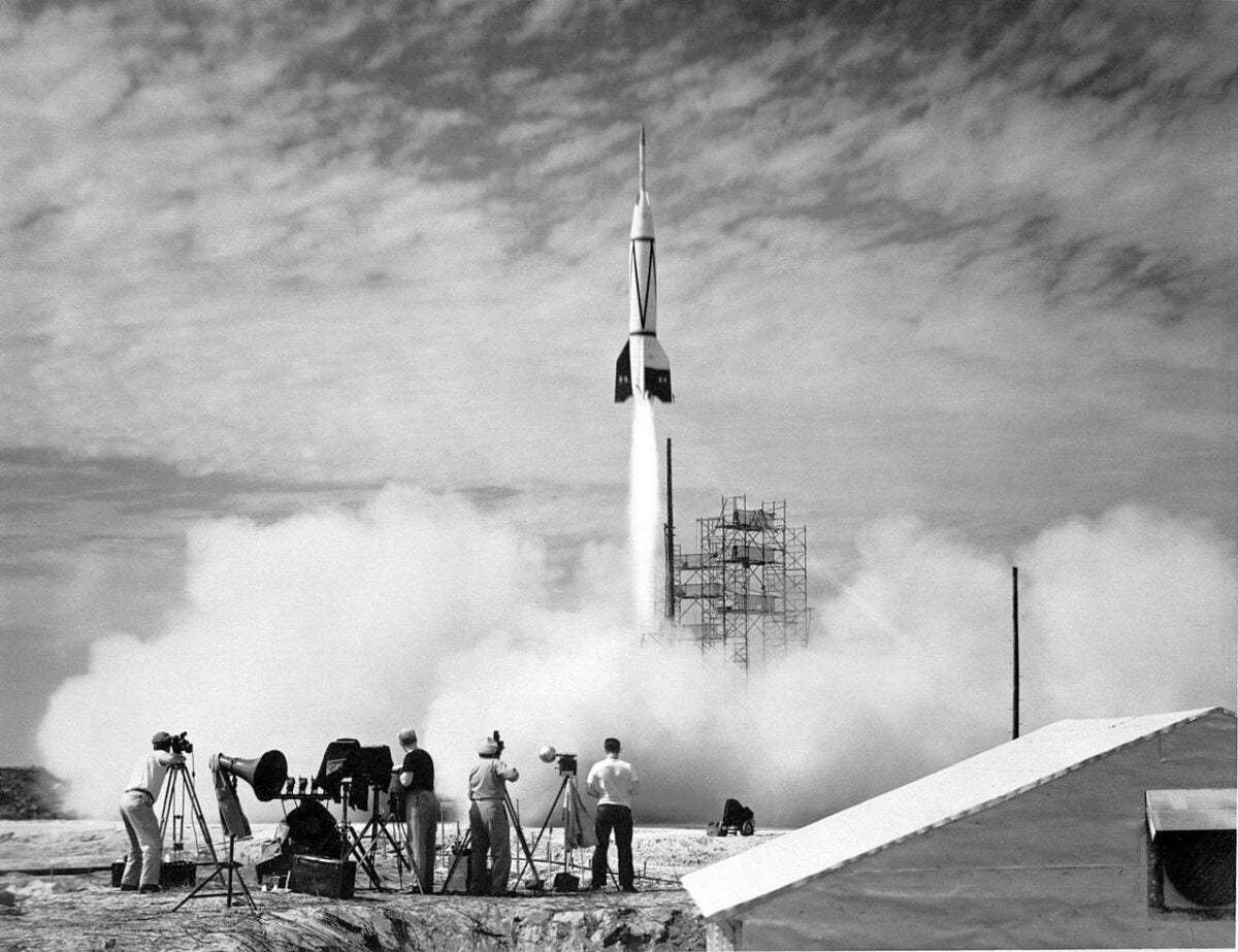 Bumper V-2 rocket launch