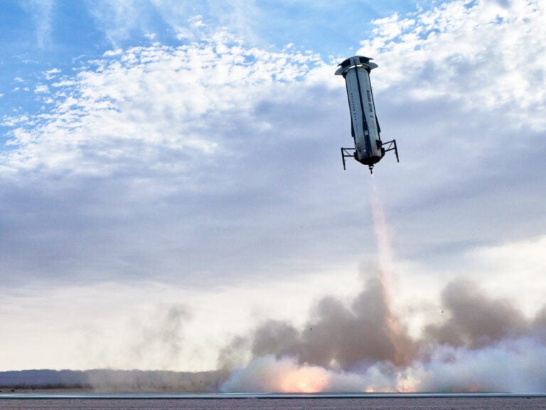 The New Shepard booster touching down April14