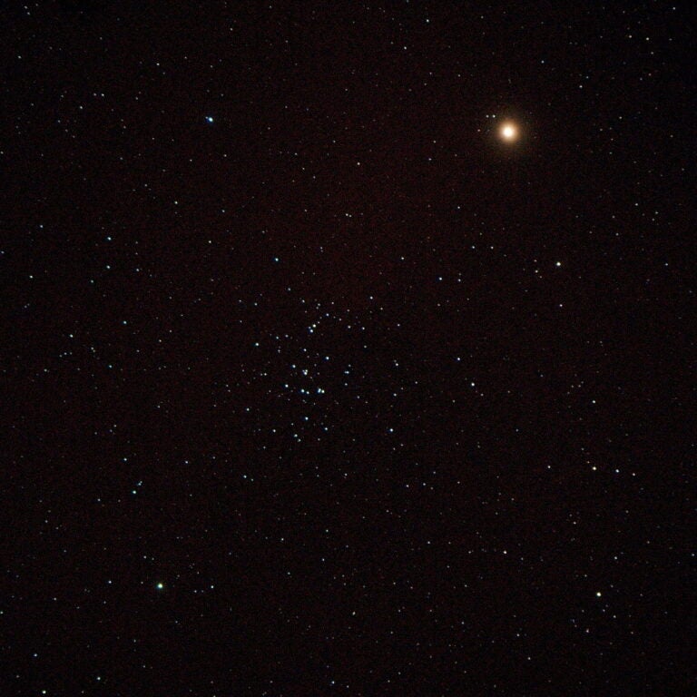 Mars with the Beehive Cluster