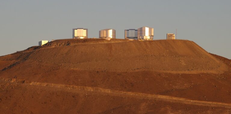 several of the large telescopes at Paranal Observatory in Chile