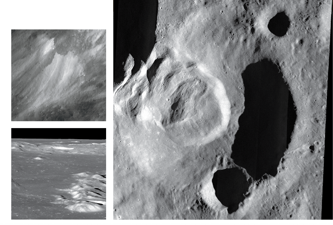 Collage of different images of the lunar surface