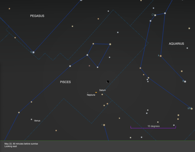 The sky on May 22, 90 minutes before sunrise, looking east