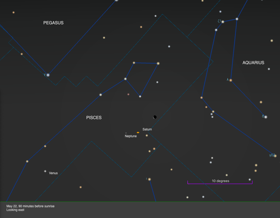 The sky on May 22, 90 minutes before sunrise, looking east