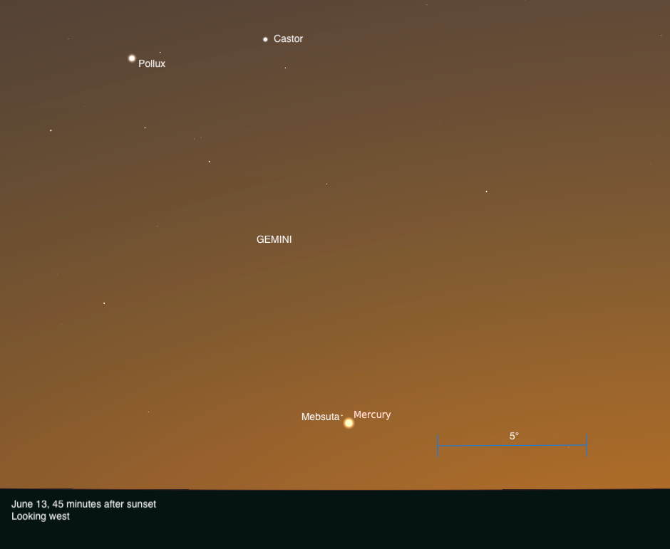 The sky on June 13, 2025, 45 minutes after sunset, looking west