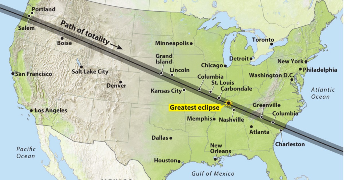 Please explain why the total solar eclipse in August 2017 starts on the ...