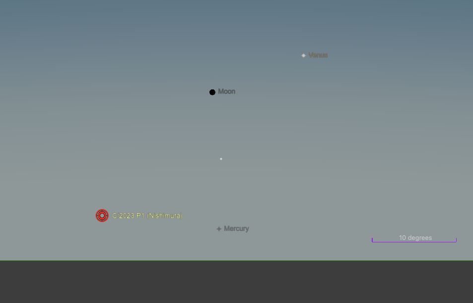 The eastern sky on September 12, 2023, 25 minutes before sunrise.
