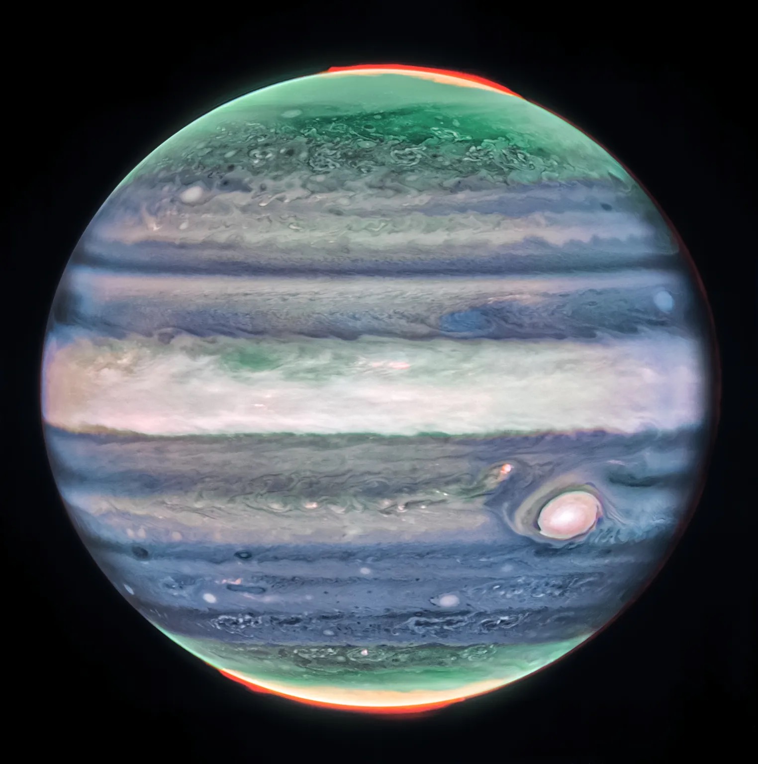 Jupiter image taken by the James Webb Space Telescope. Credit: NASA.