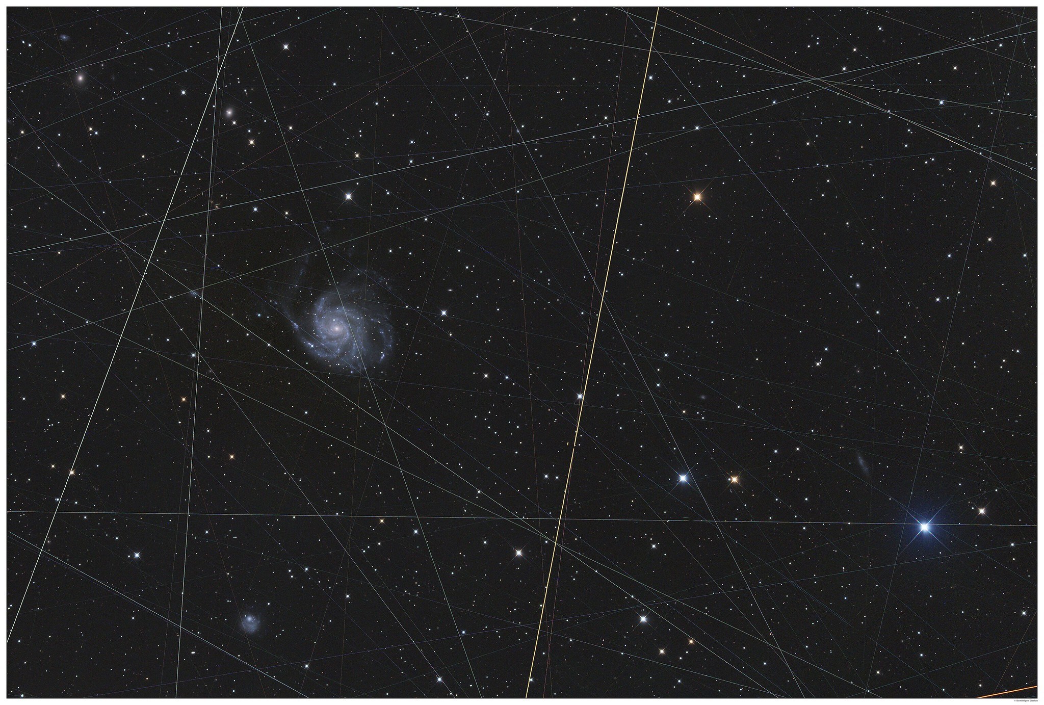 Satellite trails near Earth.