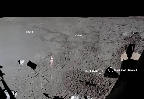 Image specialist Andy Saunders analyzed archival stills taken by the astronauts and was able to measure the distance of Shepard’s second shot. Credit: NASA/JSC/ASU/Andy Saunders