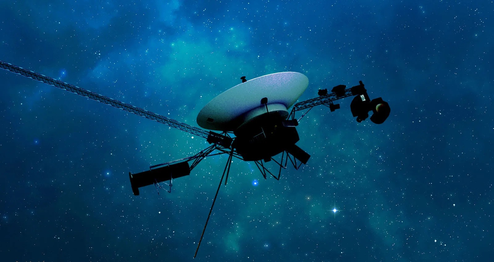 NASA’s Voyager 1 spacecraft is depicted in this artist’s concept traveling through interstellar space, or the space between stars, which it entered in 2012. Traveling on a different trajectory, its twin, Voyager 2, entered interstellar space in 2018. Credit: NASA/JPL-Caltech