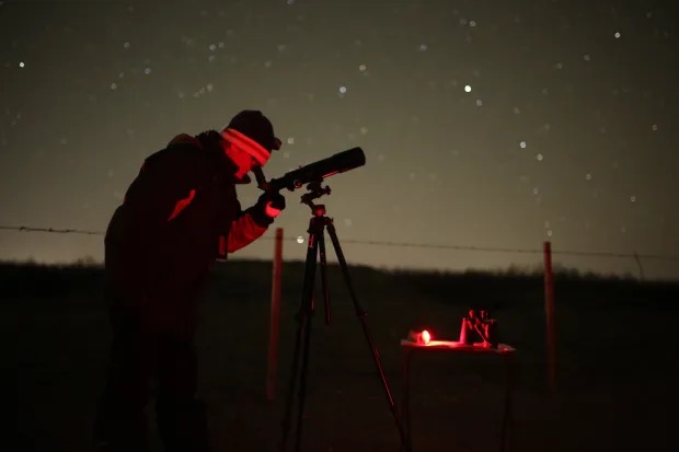 Astronomy contributing author Alister Ling views Comet Lemmon under a clear sky. Credit: Alister Ling