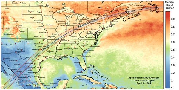 You can prepare for the total eclipse with this map, which shows average cloud cover.