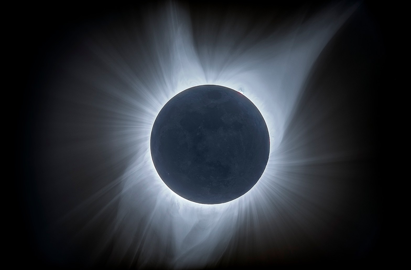 Several distinct coronal streamers can be seen in this image of the Aug. 21, 2017, total eclipse, when solar activity was moderate.