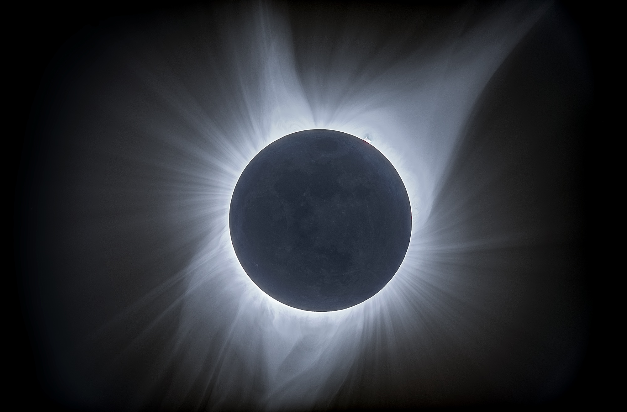 Several distinct coronal streamers can be seen in this image of the Aug. 21, 2017, total eclipse, when solar activity was moderate.