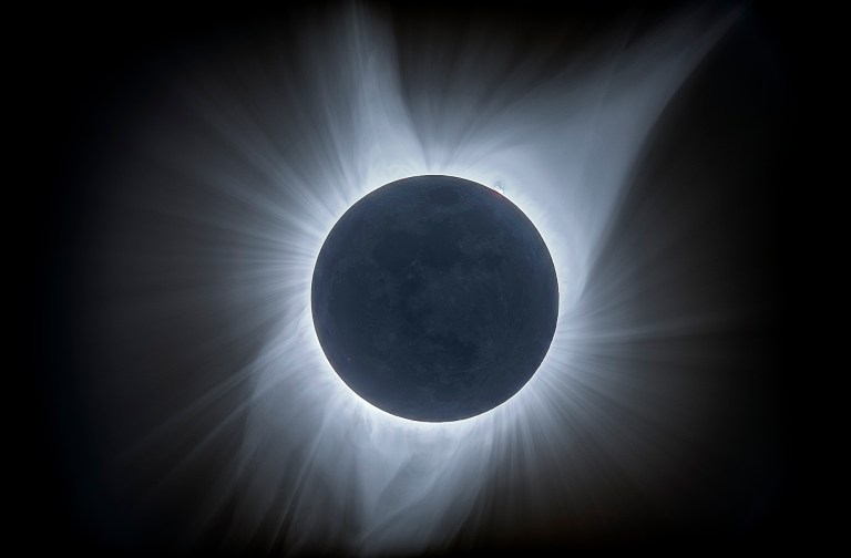 Several distinct coronal streamers can be seen in this image of the Aug. 21, 2017, total eclipse, when solar activity was moderate.