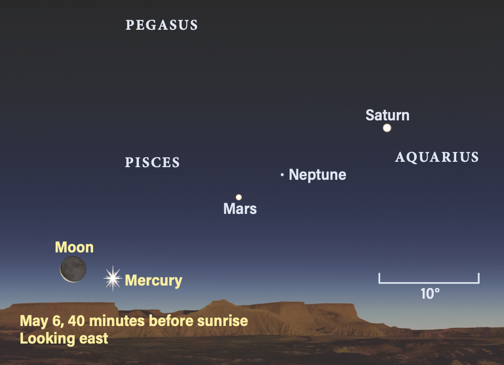 May 6, 2024, 40 minutes before sunrise, looking east