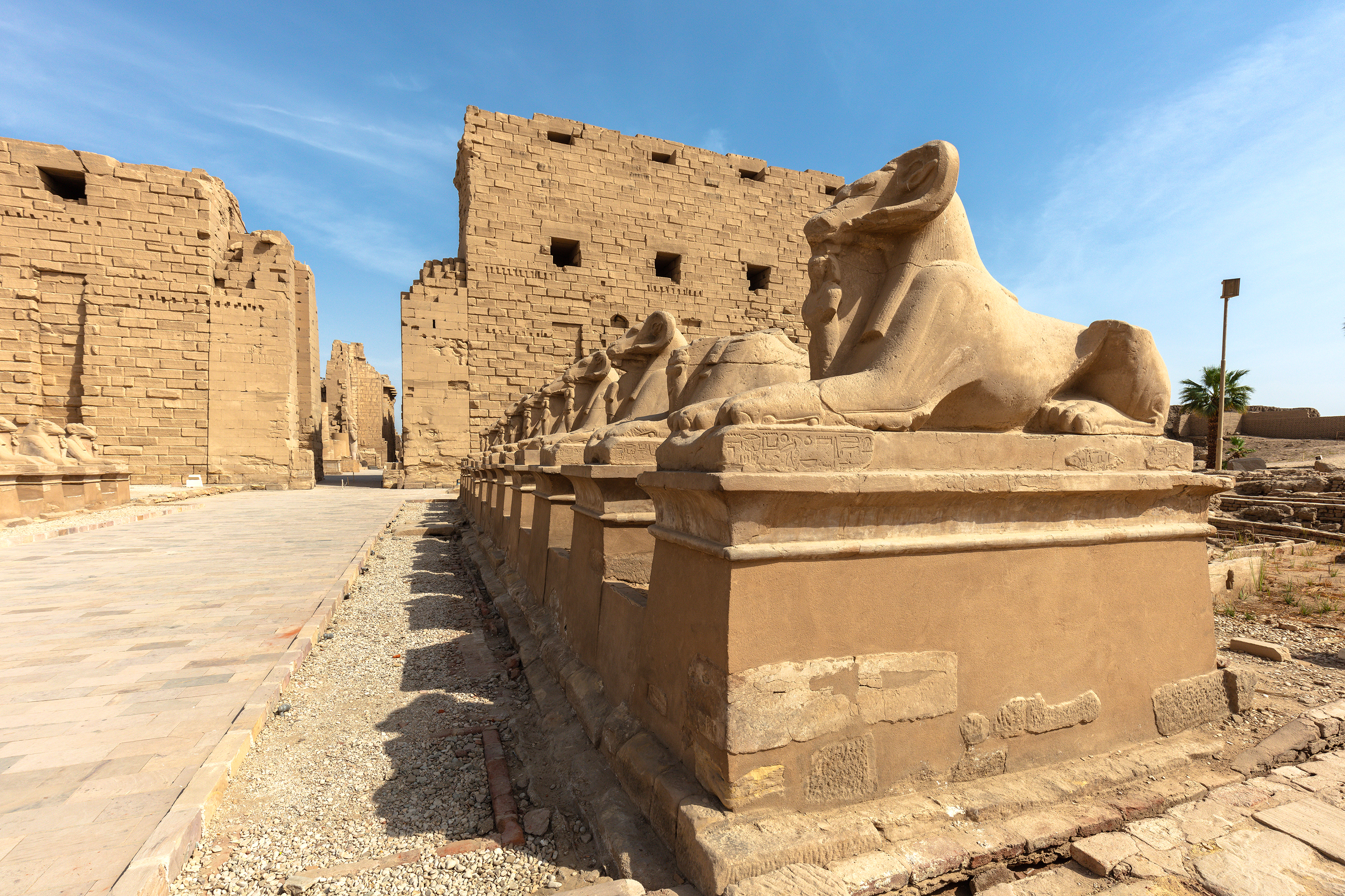 A line of ram-headed statues are pictured at the Karnak temple complex in Luxor, Egypt. This location also serves as a unique visual for those viewing the Aug. 2, 2027, eclipse.