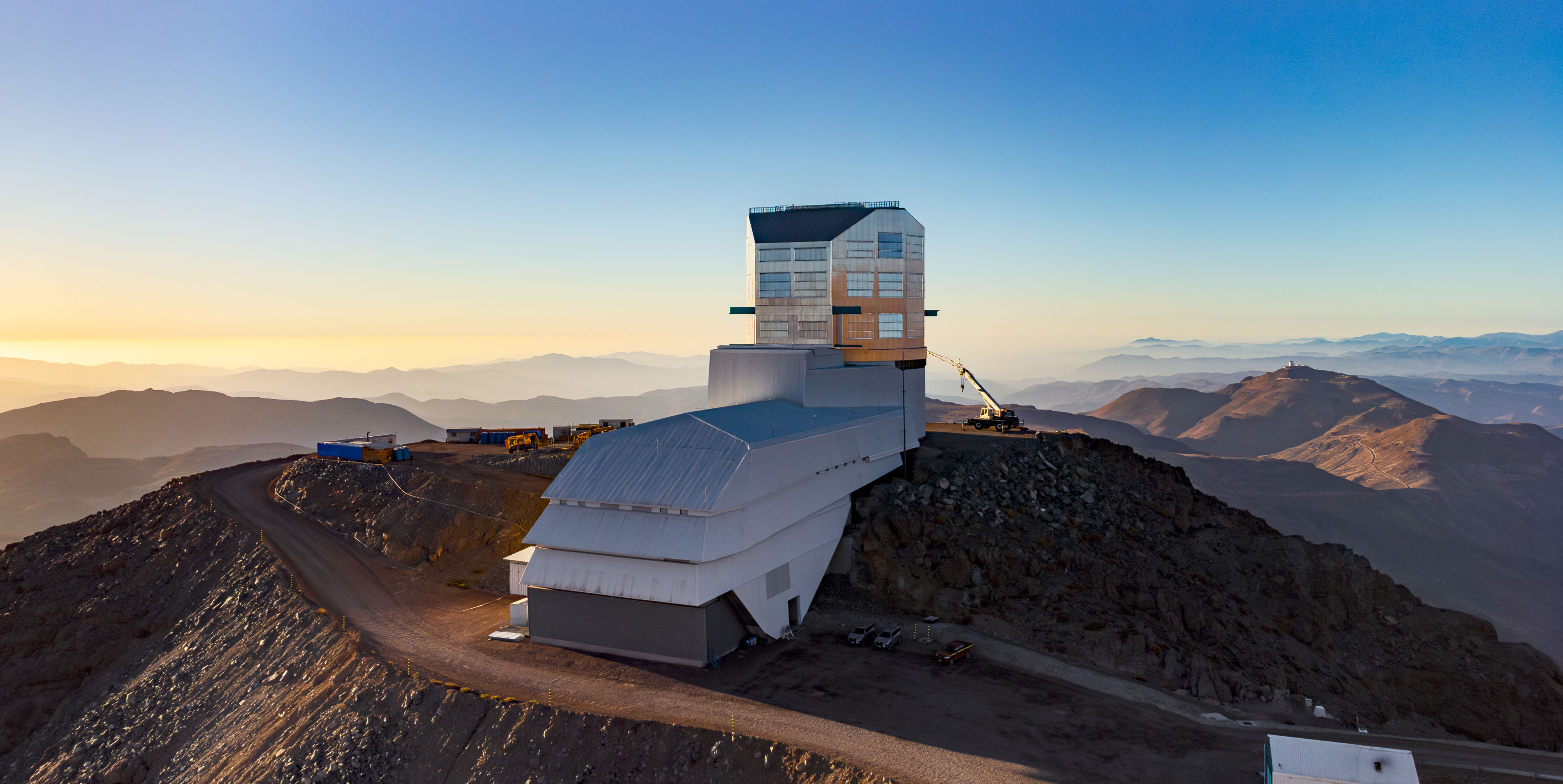 The Vera C. Rubin Observatory nears completion in Chile in this December 2023 photo. Once operational, the observatory’s 8.4-meter telescope will image the entire southern sky every few nights, picking up numerous transient objects — including, astronomers believe, more interstellar interlopers like ‘Oumuamua and Borisov.