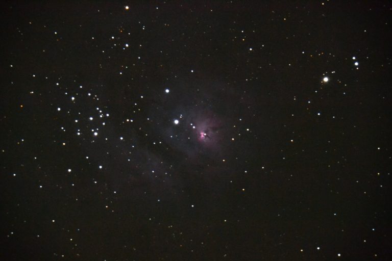 My first image of the Lagoon Nebula (M8) was effectively zoomed in so far that the object looked nothing like a lagoon. It was taken with a Nikon D3100 on my Celestron 8-inch SCT, with an exposure time of 30 seconds at ISO 3200.