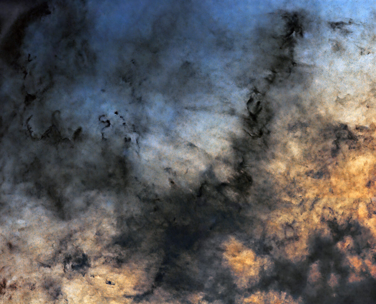 The Pipe Nebula is composed of several smaller Barnard dark nebulae: B59, B65, B66, B67, B72, B77, and B78. The Pipe Nebula is a part of the Ophiuchus dark cloud complex, around 650 light-years from Earth.