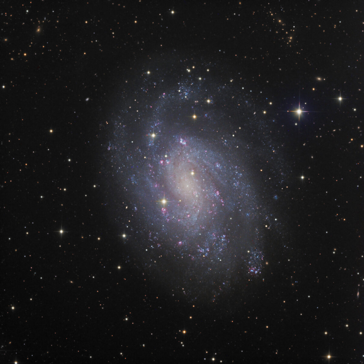 NGC 300 is nicknamed the Southern Pinwheel Galaxy, a reference to the Pinwheel Galaxy (M33) in Triangulum. The Southern Pinwheel lies just 6.5 million light-years away.