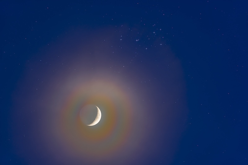 The Moon and Pleiades in Haze