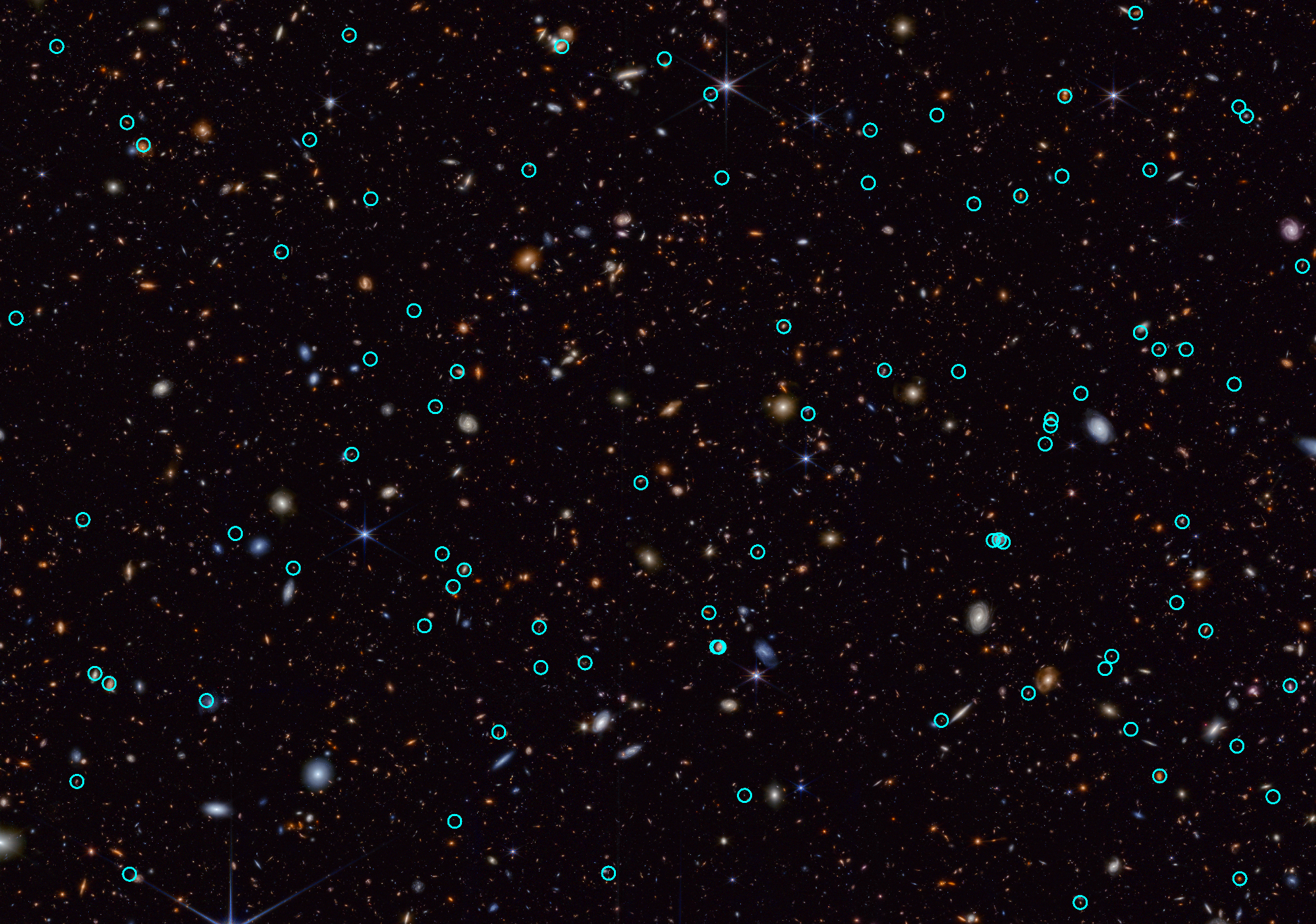 JADES field with transients circled
