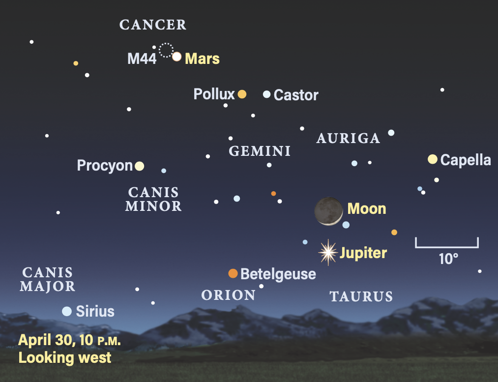 April 30, 2025, 10 PM, looking west