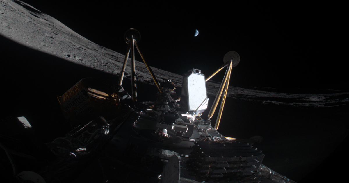 Intuitive Machines' IM-2 Moon lander is lying dead in a crater