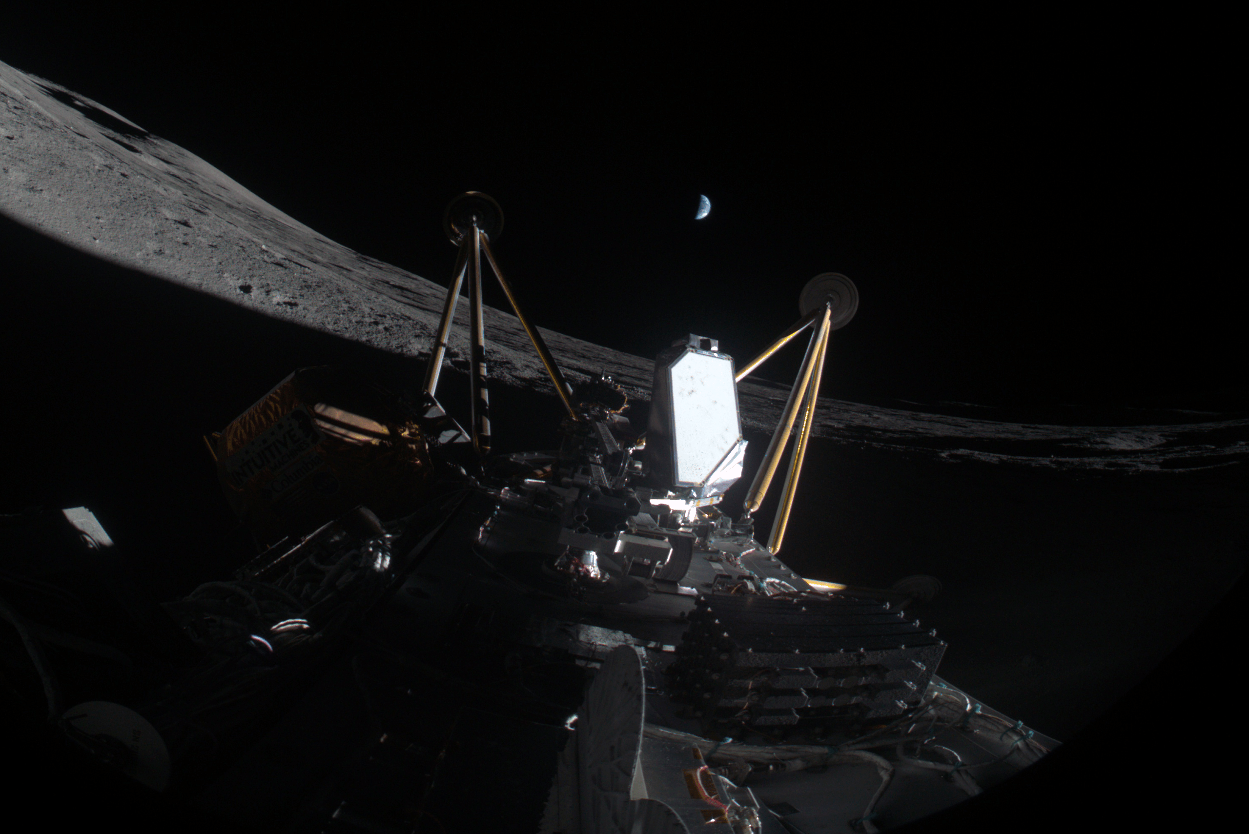 Intuitive Machines' IM-2 Moon lander is lying dead in a crater