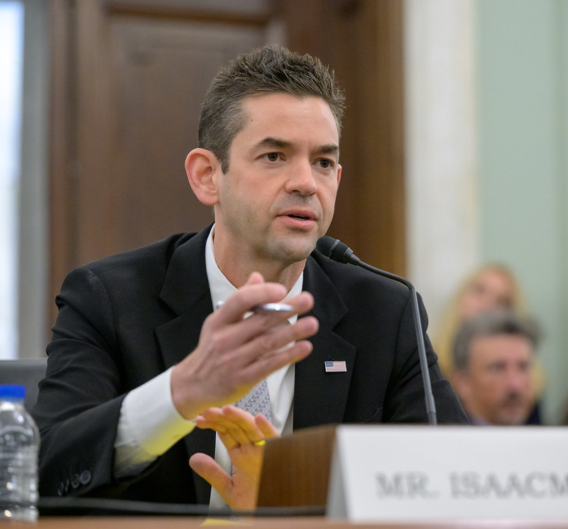 Jared Isaacman speaks before the Senate Committee on Commerce, Science, and Transportation