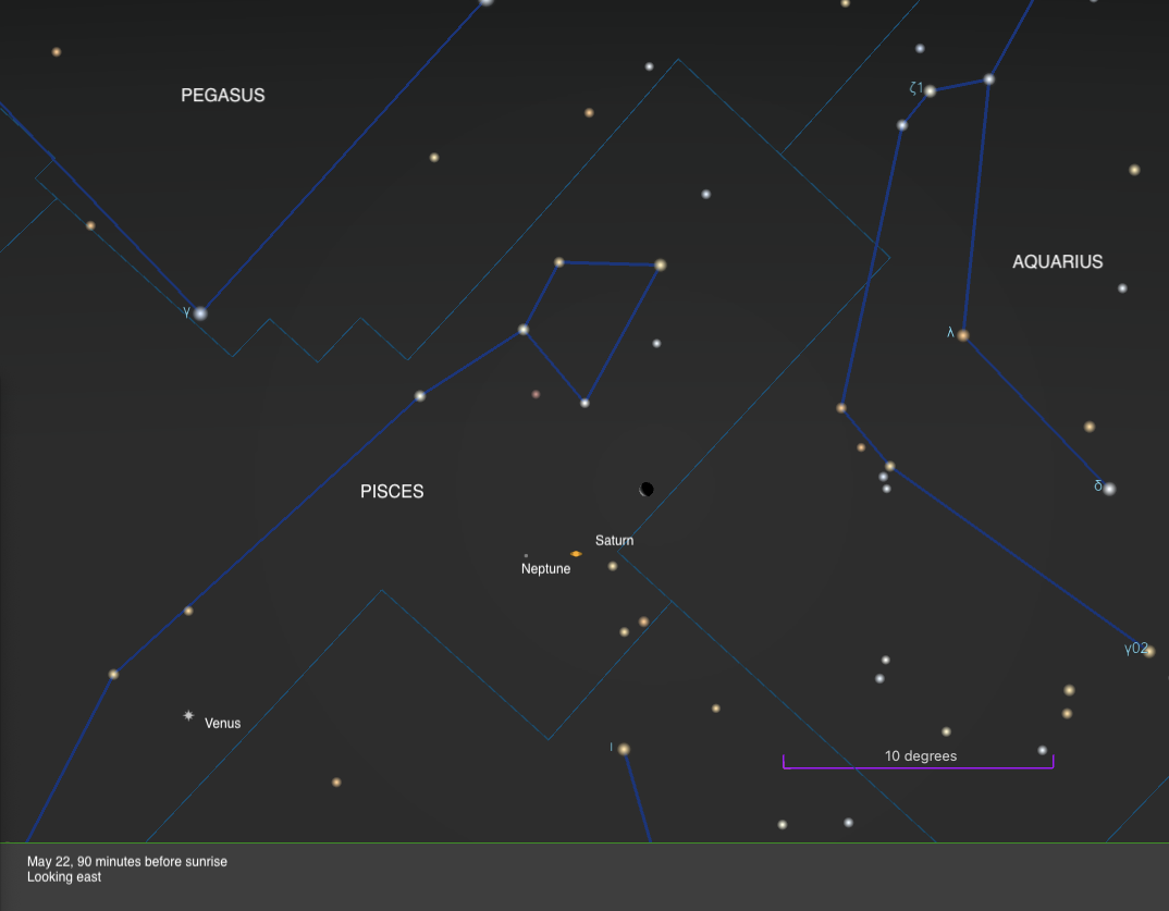 The sky on May 22, 90 minutes before sunrise, looking east