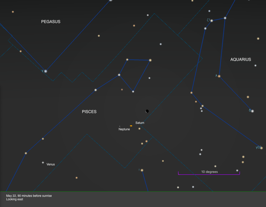 The sky on May 22, 90 minutes before sunrise, looking east