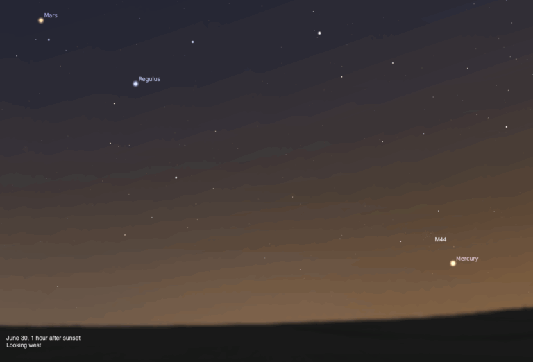 The sky on June 30, 2025, 1 hour after sunset, looking west