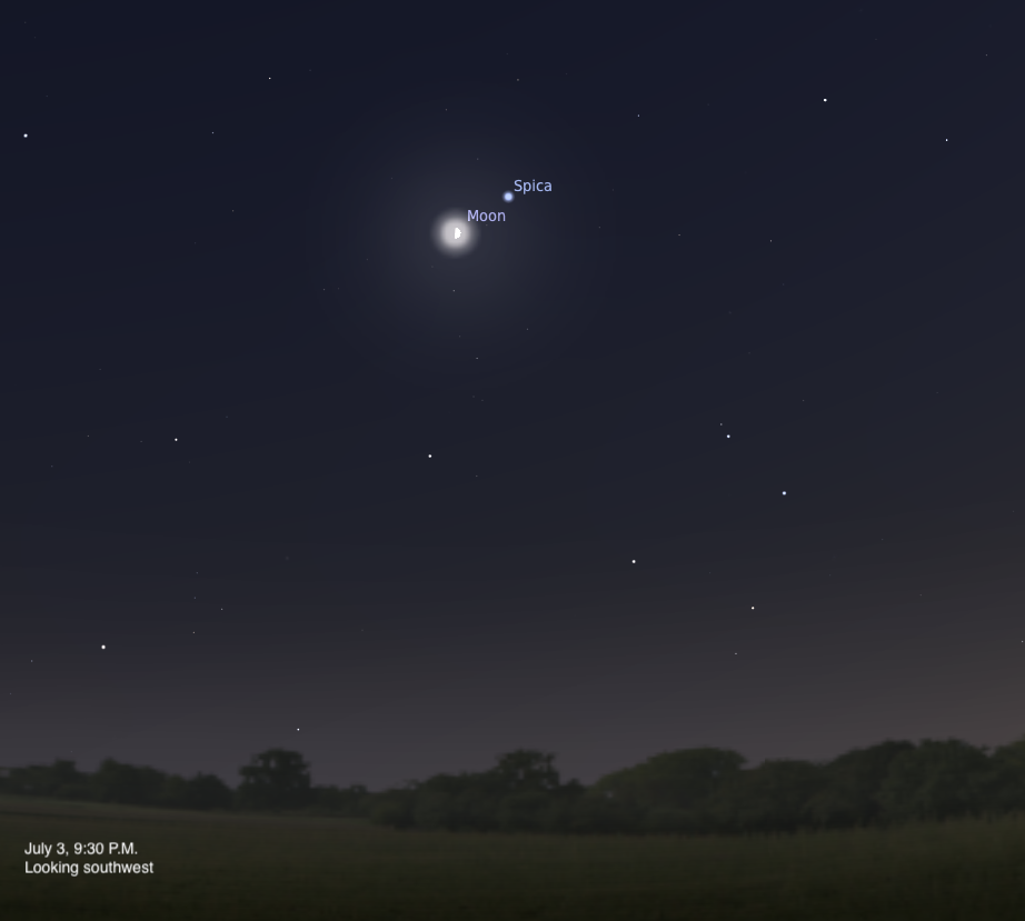 The sky on July 3, 2025, at 9:30 PM, looking southwest