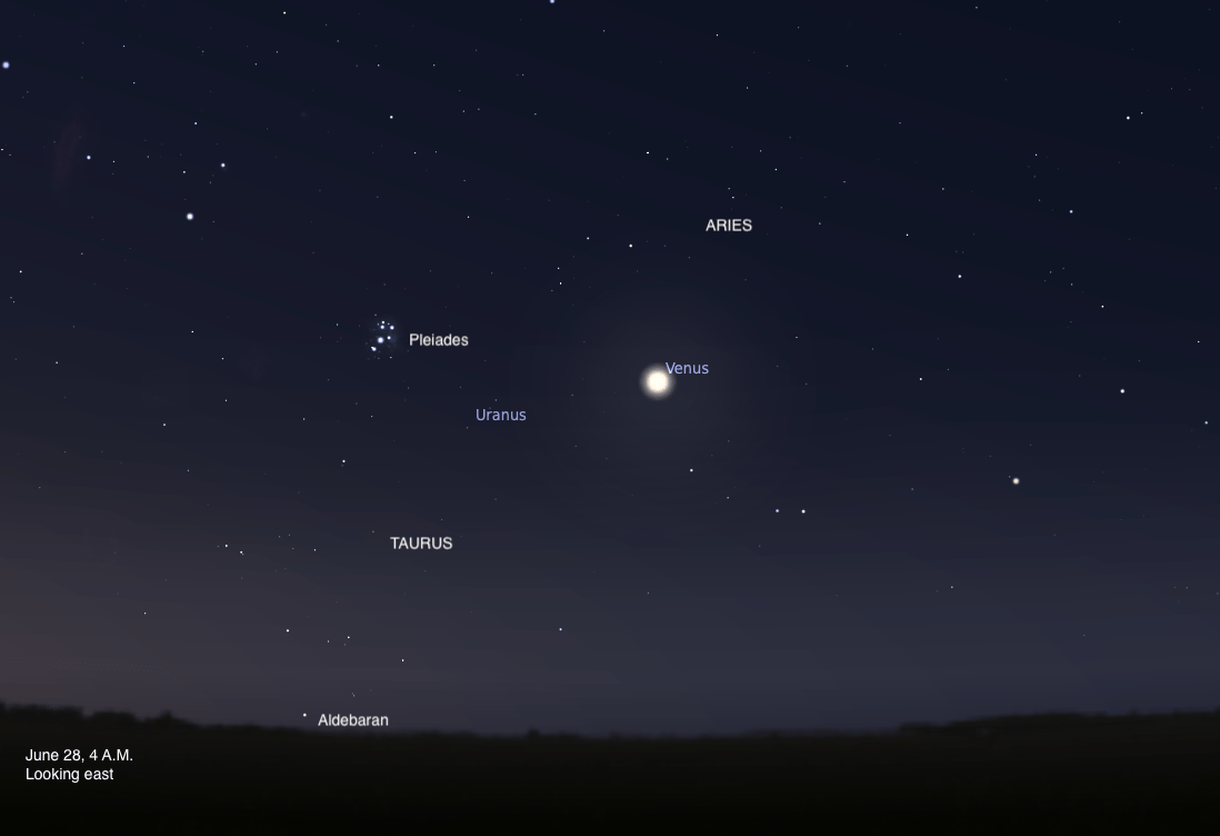 The morning sky on June 28, 2025, at 4 A.M., looking east