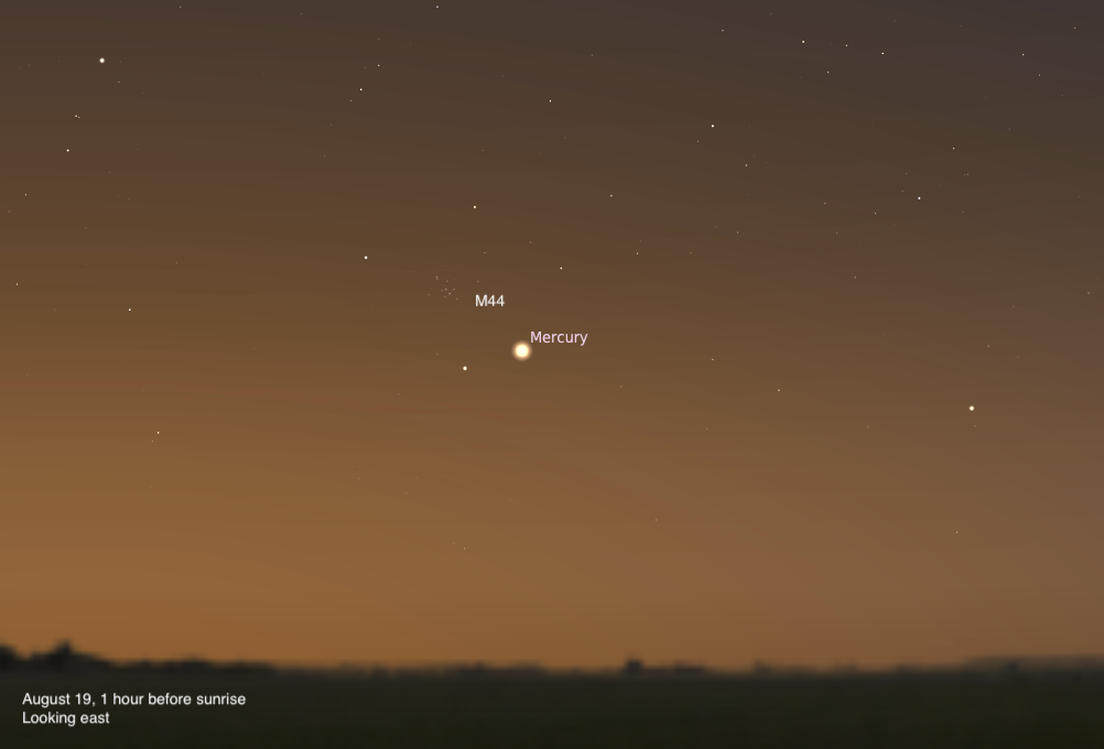 8月19日火曜日の今日の空：水星が西方最大離角を迎えます
