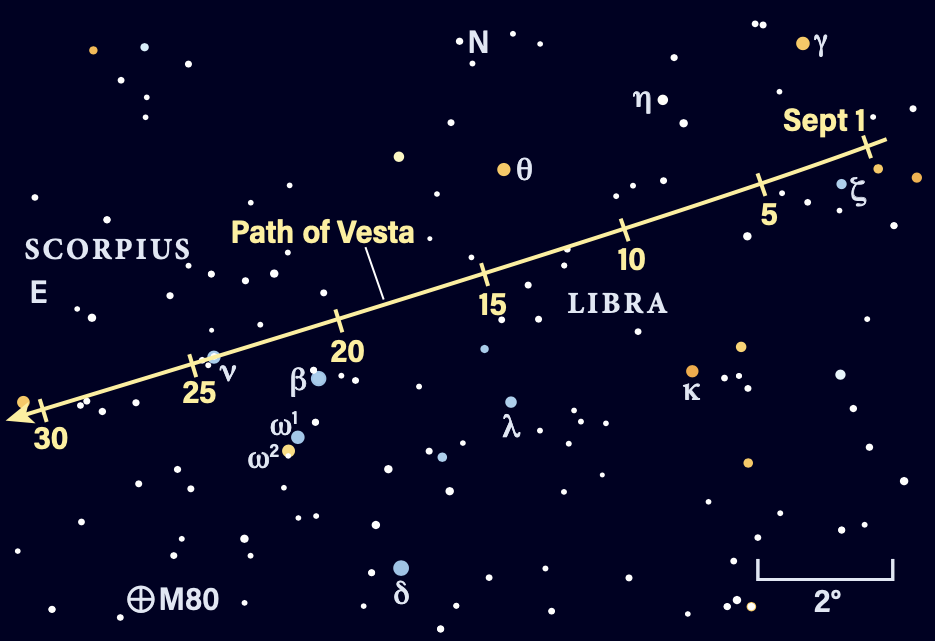 Path of Vesta in September 2025