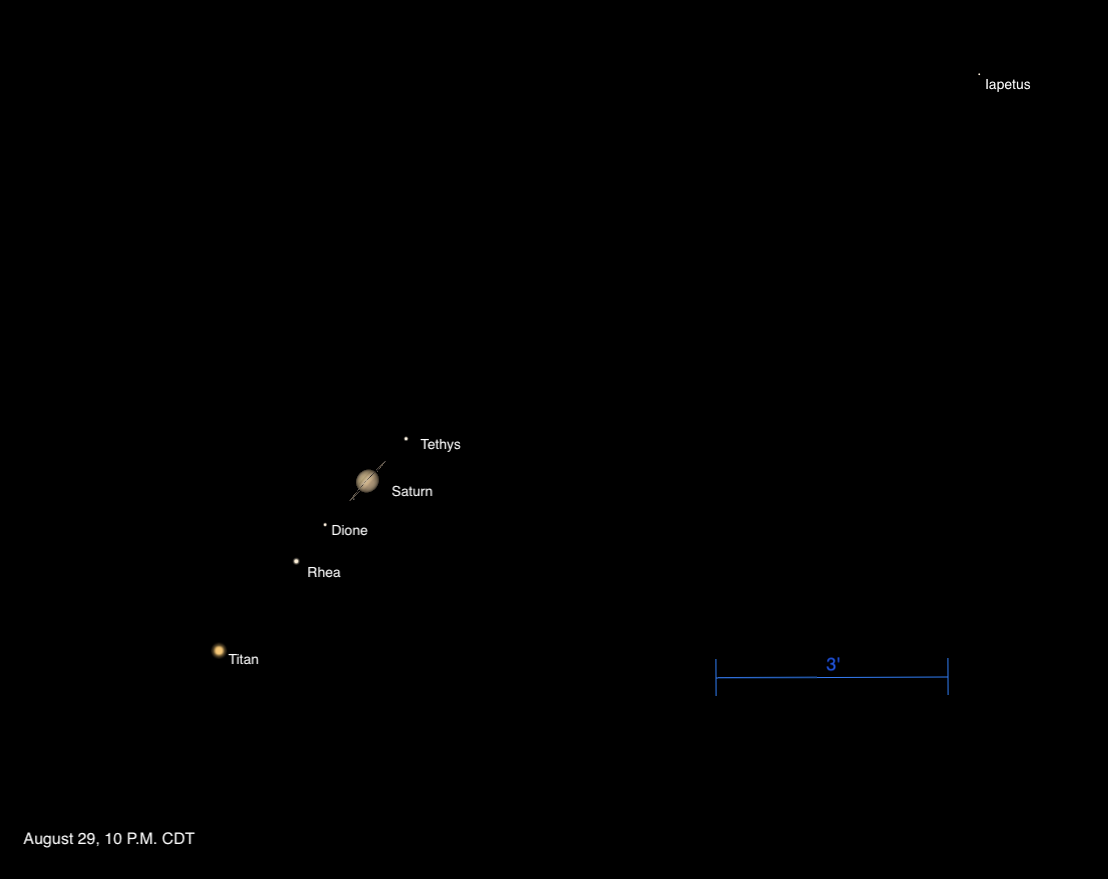 The Sky Today on Friday, August 29: Saturn’s moons line up