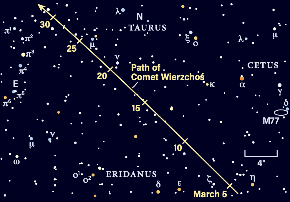 Path of Comet C/2024 E1 (Wierzchoś) in March 2026