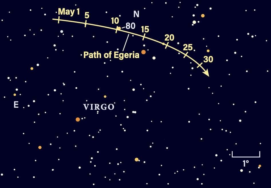 Path of asteroid Egeria in May 2026