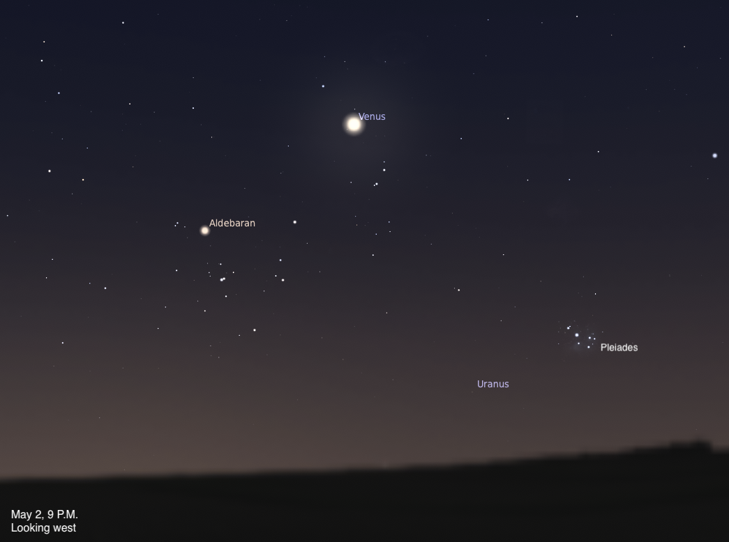 The Sky Today on Saturday, May 2: Venus stands north of Aldebaran