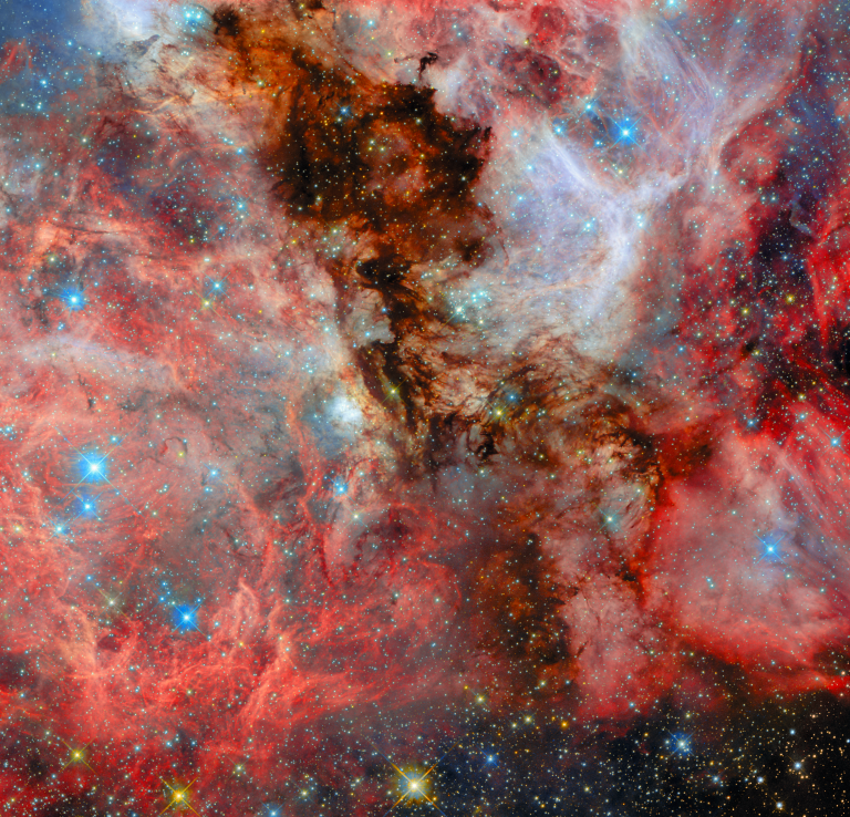Stellar nursery N159 appears in many colors in this image from the Hubble Space Telescope