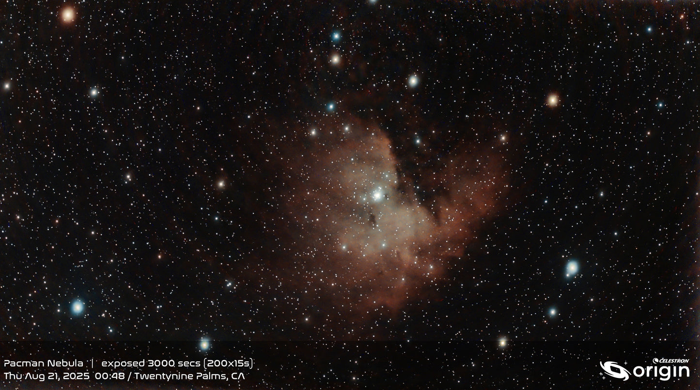 Pacman Nebula imaged through the Celestron Origin Mark II