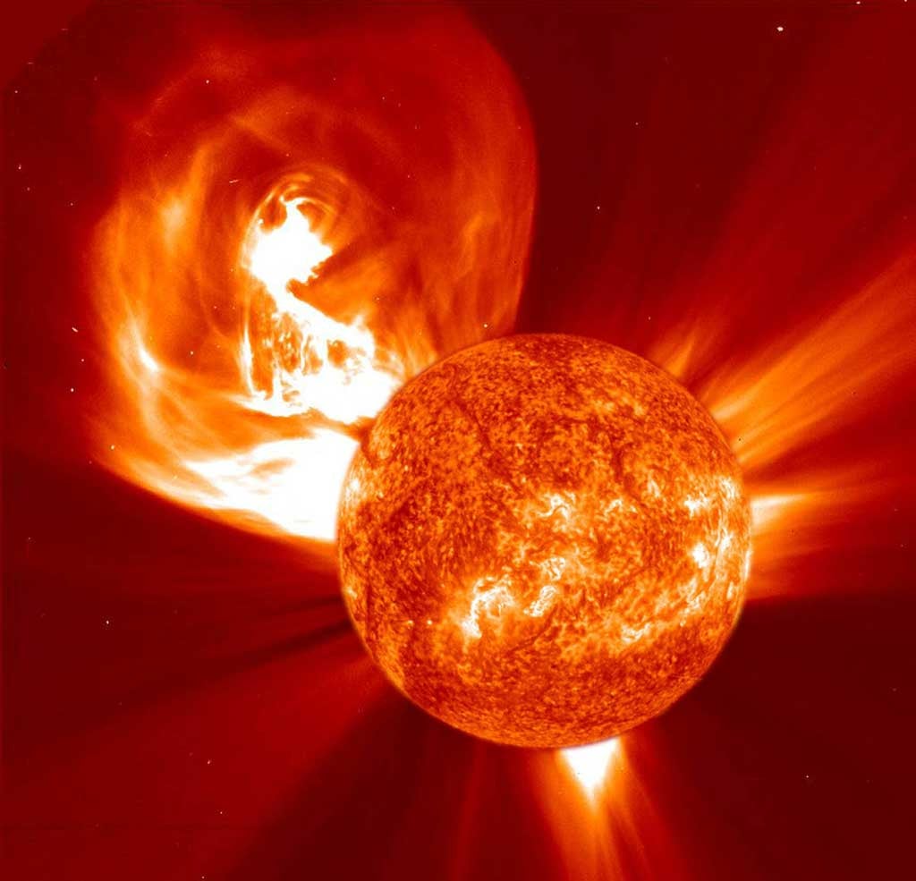 When the Sun produces a coronal mass ejection, is the blast of