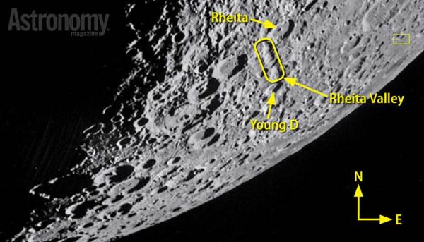 A half-dozen small bumps rise above the lunar plains just north of the crater Hortensius; another prominent dome resides west of Milichius.