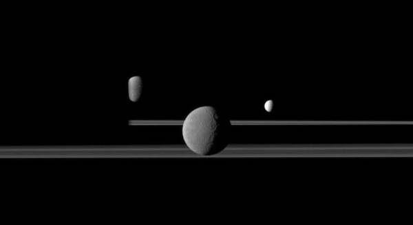 Saturn-with-two-moons