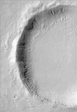 Crater with Gullies and Snow
