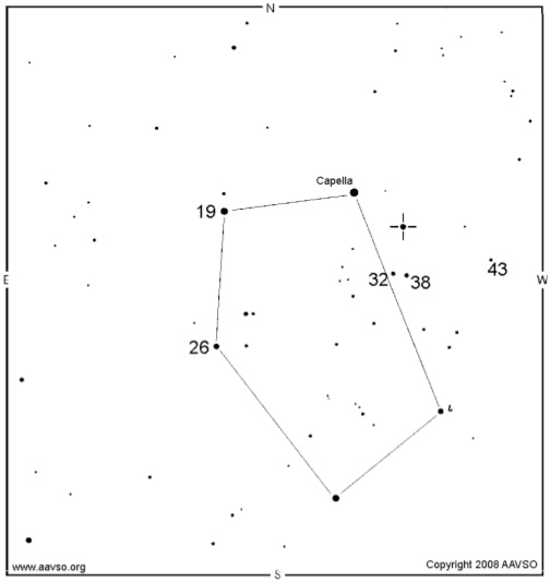 Epsilon Aurigae location and nearby star magnitudes