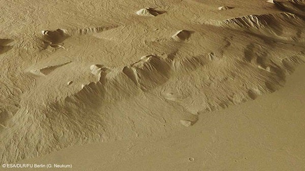 Perspective view of Olympus Mons flanks